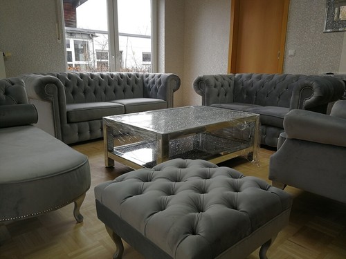 Sitzgarnitur Chesterfield: 3er 2er, Sessel, Hocker und Chaiselong - Picture 4 of 8
