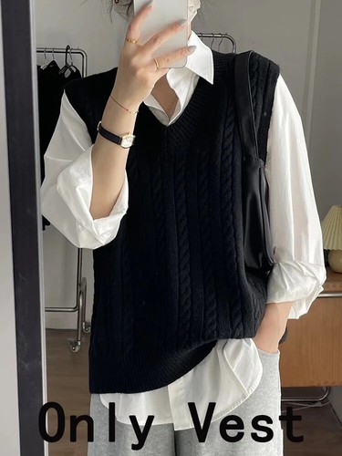 Knitted Vest Women Casual Sleeveless Sweater Female Fashion Loose  Waistcoat - Bild 7 von 23