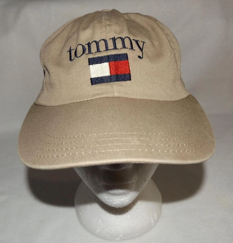 Men&#039;s Hilfiger Hat Beige Embroidered Flag Logo OSFA Baseball Style USA | eBay