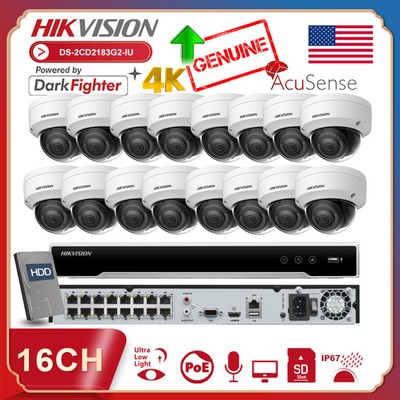 Hikvision 4K 16CH 16POE Security CCTV System Kit 8MP IP Camera AcuSense MIC Lot