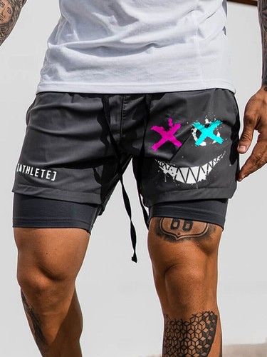 2025 NUOVI pantaloncini da uomo smiley spiaggia spiaggia sport casual estivi pantaloncini UK - Foto 18 di 35