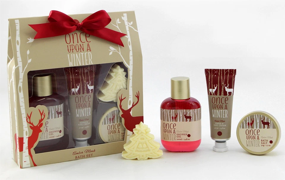 ACCENTRA Geschenkset ONCE UPON A WINTER 4-tlg - Handcreme Duschgel Badesalz Seife - Musk