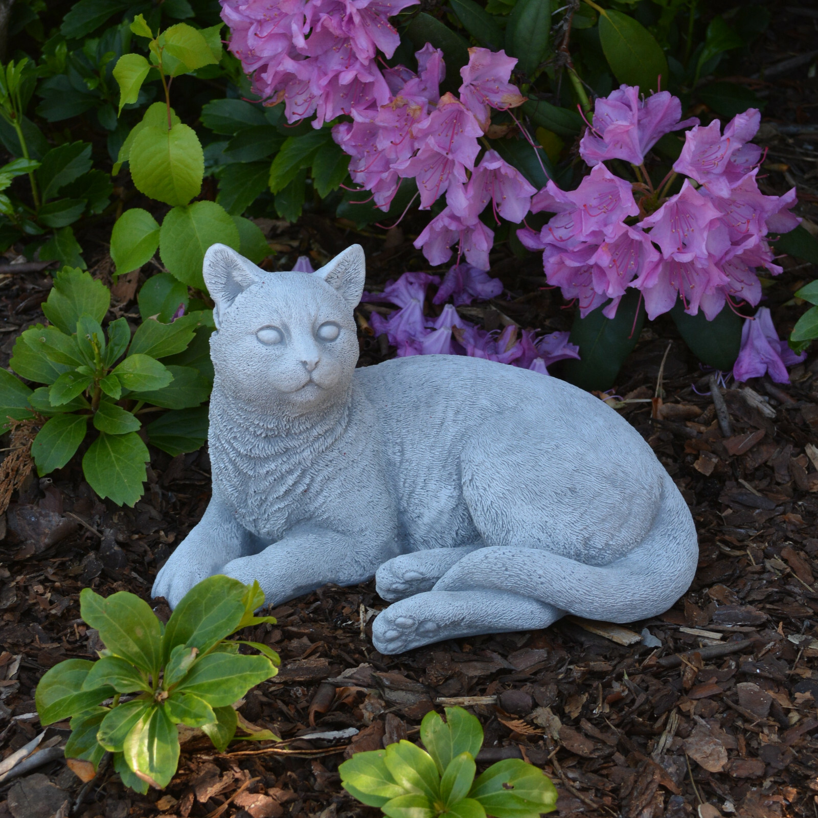 Cat Kitten Hangover Stone Figurine H.18cm 28x20cm 6kg White Concrete Frost Proof