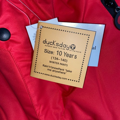 DUCKSDAY Snow Pants Kids Red Size 10 Yrs Waterproof NWT Winter Ski Pants - Picture 3 of 9