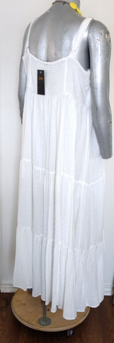 NWT WOMEN'S LEE TEXTURED TIERED LINED MAXI DRESS Size 2X SLEEVELESS BRIGHT WHITE - Picture 7 of 23