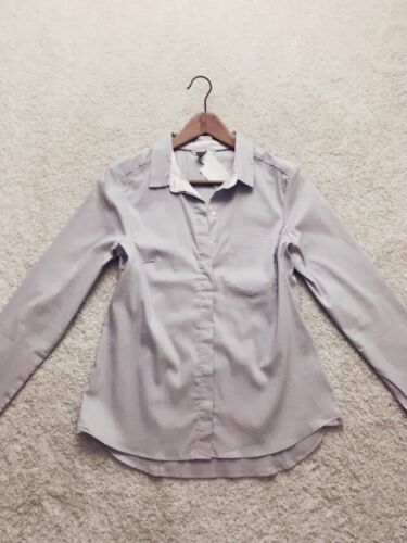 Haut chemise boutonnée manches longues gris clair vente en gros à pois H&M 14 L grand neuf avec étiquette