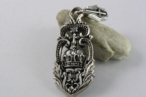 Fleur - De Lis Knight Templar Crown Cross Lilienanhänger 925 Silver Pendant /225 - Picture 3 of 5