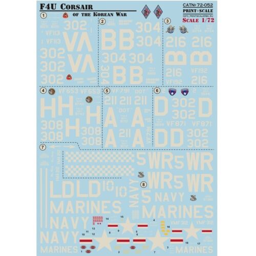 Calcomanía tobogán acuático escala 72-052 avión 1:72 F4U Corsair de la Guerra de Corea - Imagen 13 de 24