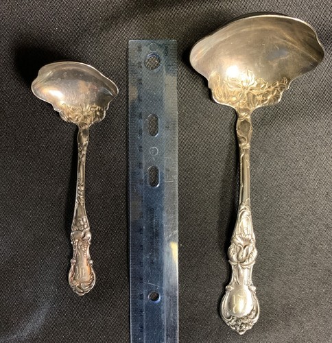 Two Antique 1835 R. Wallace Silver Plate Ladles, Monogramed (D3-8) - Picture 8 of 12