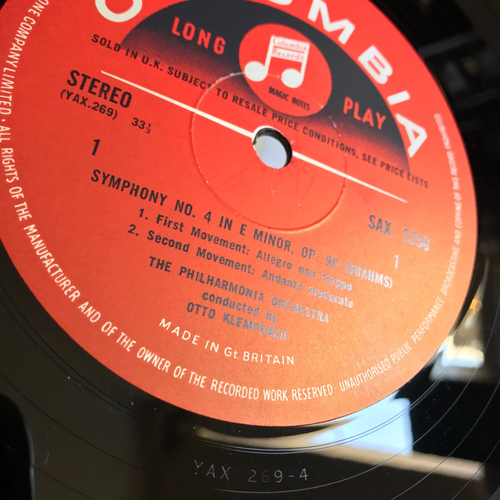 SAX 2350 Otto Klemperer Brahms Symphony No. 4 Philharmonia Columbia ED2 S/C EX - Picture 7 of 8