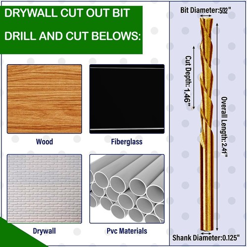Drywall Cutout Drill Bit Sabre Point Titanium Cut Out Router Cut Wall Gypsum - Picture 6 of 27