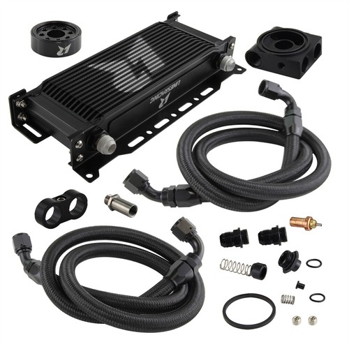 15 Row Oil Cooler Kit Thermostatic For Subaru BRZ Scion FR-S FA20 2013+ Black - Picture 7 of 10
