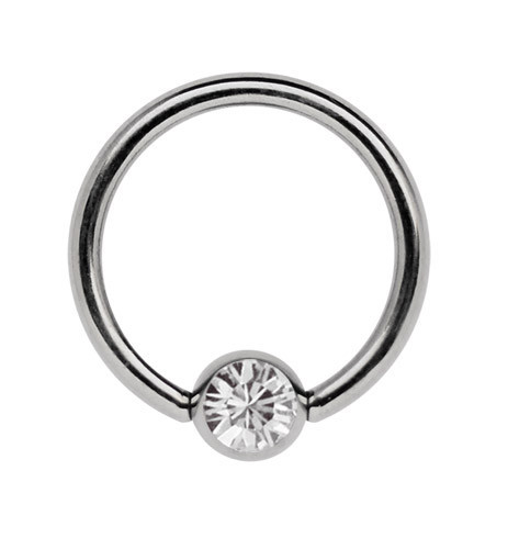 Titanium Intimate Chest Piercing Jewelry Clamping Ring BCR in 1.6mm with 5mm Crystal Ball - Picture 8 of 13