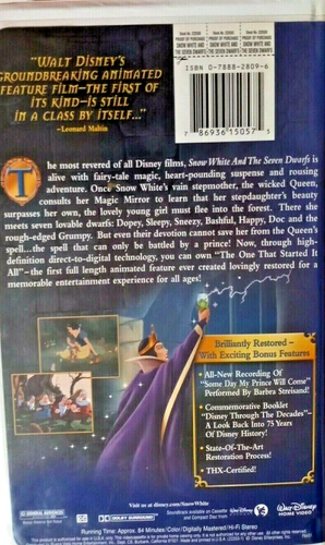 Walt Disney’s Snow White and the Seven Dwarfs Platinum Edition VHS Movie #8 - Picture 7 of 9