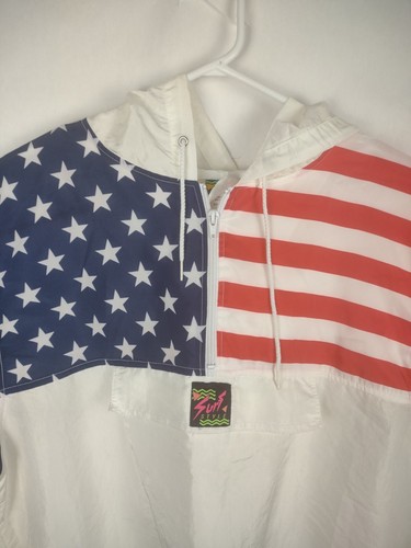 Vintage Surf Style USA America Windbreaker Light Jacket One Size Made In USA - Picture 2 of 5