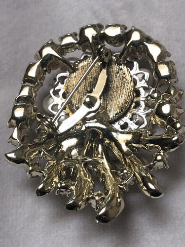Vintage Coro rosa Kunstperlen AB Strass Federn PIN. Hübsch in Rosa! - Bild 6 von 8