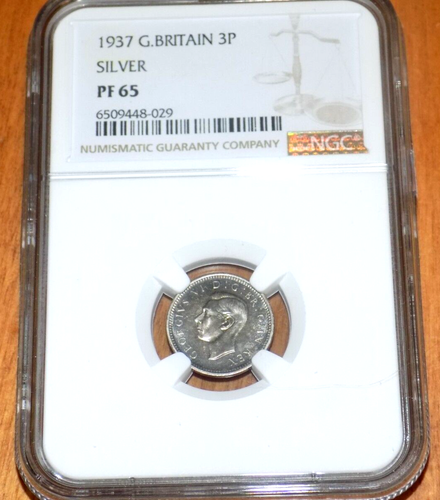 GREAT BRITAIN 1937 3P 3 Pence NGC PF 65 England Three Pence Certified Proof Coin - Picture 1 of 4