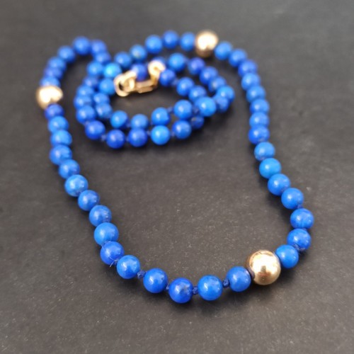 Collana Oro Lapislazzuli 14k Vintage Perline Deliziose Annodate Royal Blue Lazuli Scatola Regalo - Foto 17 di 18