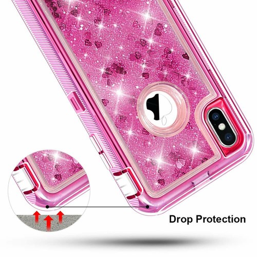 FOR iPhone X / XS  Liquid Glitter Defender Case Cover luxury protective heart  - Picture 46 of 56