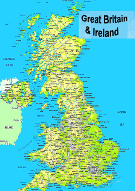 laminated map of great britain uk england scotland wales n ireland poster