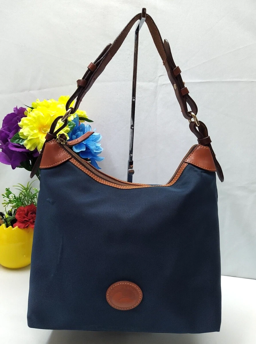 DOONEY & BOURKE BROWN NYLON & LEATHER SHOULDER BAG