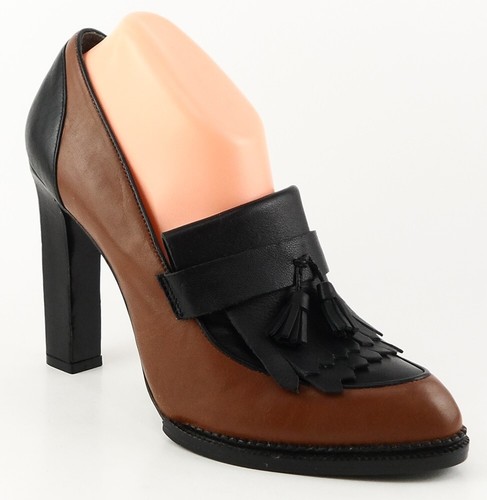 $295 RACHEL ROY JACQUELINE Natural Black Leather Designer Heels Pumps 10 - Picture 2 of 5