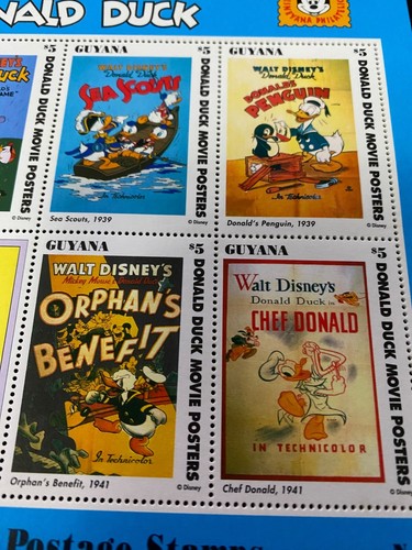 VINTAGE DONALD DUCK DISNEY MOVIE POSTERS STAMPS SHEETS + sht 6 MNH '93 - Picture 7 of 19