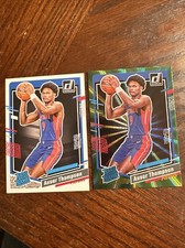AUSAR THOMPSON 2023-24 DONRUSS RATED ROOKIE 228 GREEN LASER HOLO And Base