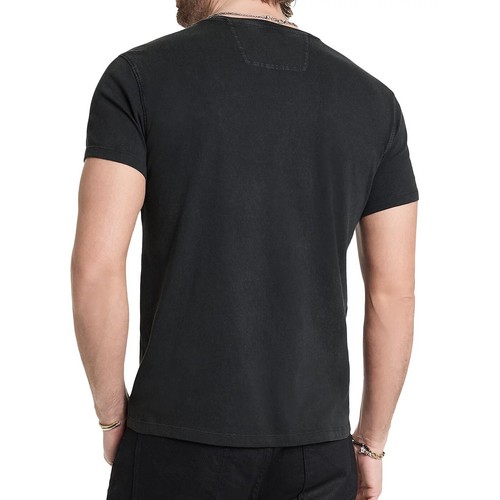 John Varvatos Men's Peace Embroidered Goth Script Graphic Crew T-Shirt Charcoal - Picture 3 of 6