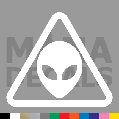 #ad Alien Caution Symbol Vinyl Die Cut Decal Sticker Danger Warning UFO ET $11.99