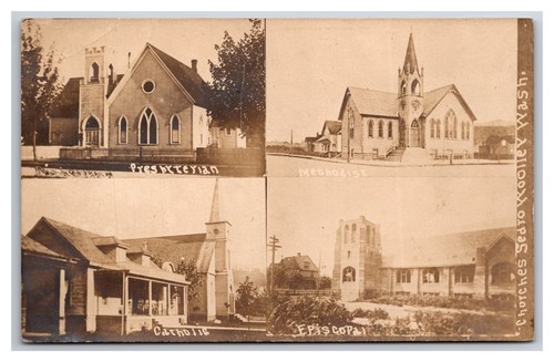 RPPC Multiview Churches Sedro Woolley Washington WA 1910 Postcard Y15 - Picture 1 of 2