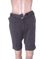 Benetton Bermuda Da Donna Taglia 38 W24 Xs Pantaloncini Nero Melange Casual