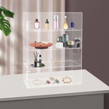 Acrylic Display Case Countertop Clear Box Dustproof Shelves Showcase w/ Lock US