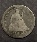 1853 Arrows & Rays  Seated Liberty Quarter AG    Lot 4098
