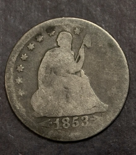 1853 Arrows & Rays  Seated Liberty Quarter AG    Lot 4098