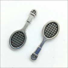 60pcs Tennis Racket Antique Silver Charms Pendants Jewelry Making DIY 29*10mm
