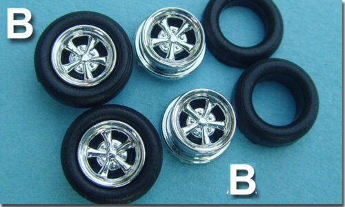 Vincent Wheels (B) (B) CRAGAR SPORT CHROME W/TIRES FOR TJET Slot Car