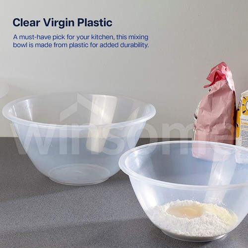 Clear Strong Plastic Mixing Salad Pasta Pudding Bowls Kitchen Baking 15/20/25/30 - Picture 4 of 6