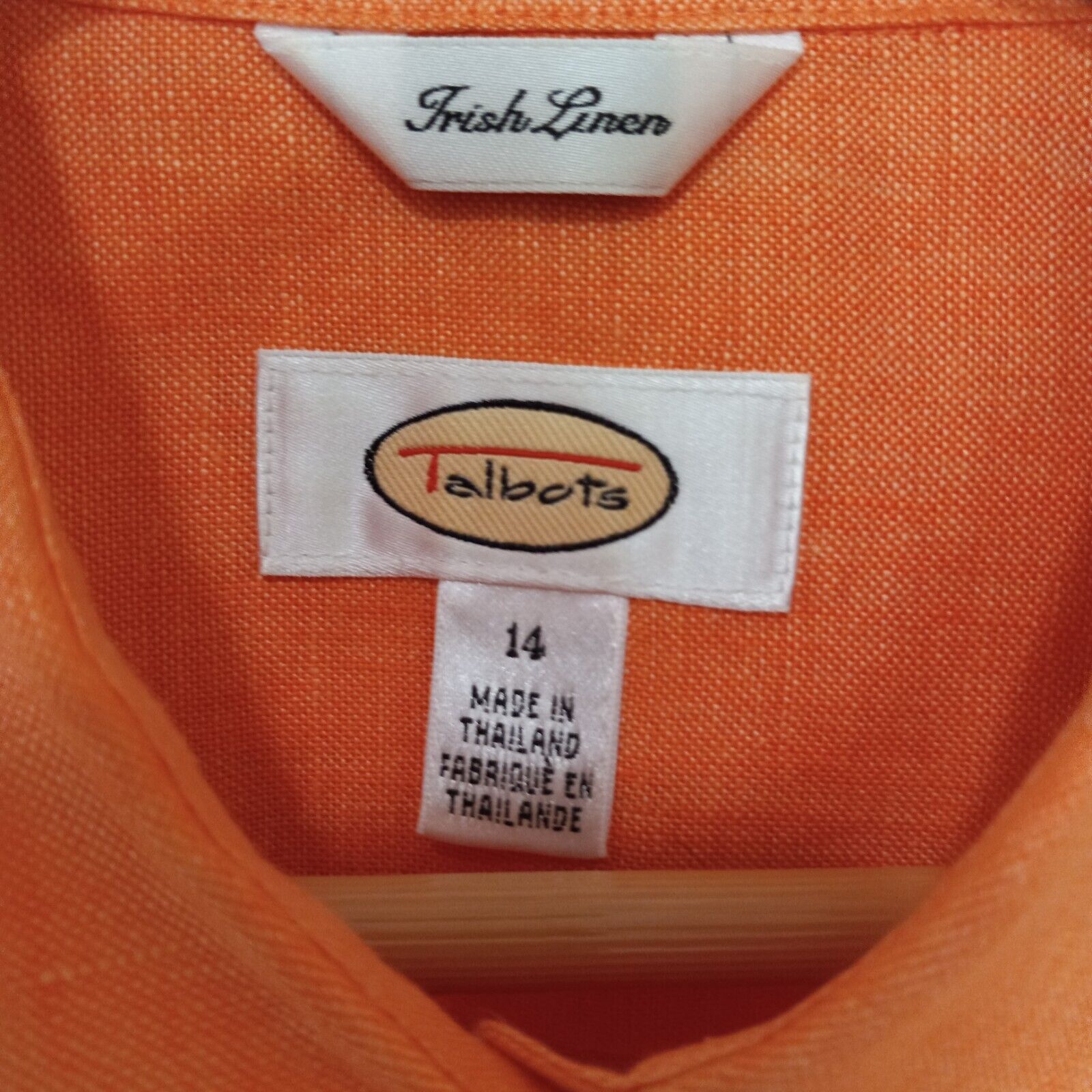 TALBOTS Women's Orange Irish Linen Button Boxy To… - image 2