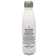 Custom 17oz Water Bottle To Our Grandson Birthday, Wedding, Christmas Gift