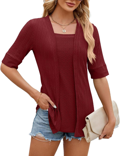 Maglietta Da Donna Scollo Quadrato Camicie Estive Elegante Blusa Tee T-Shirt Man - Foto 11 di 12