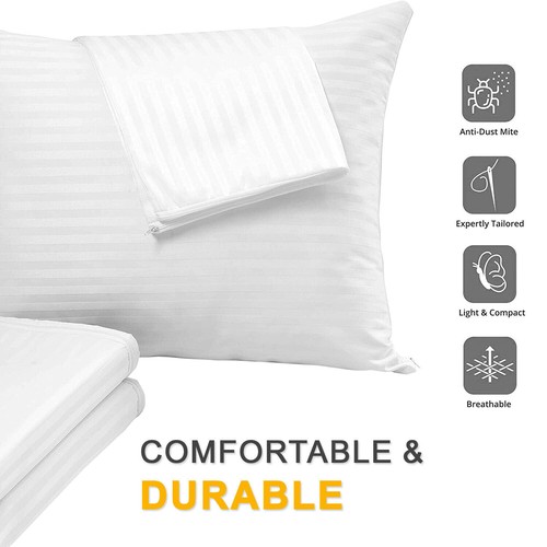 EGYPTIAN COTTON PACK OF 2 4 PILLOWCASES COVER PROTECTORS ZIPPED ANTI BUGS PILLOW - Picture 10 of 42