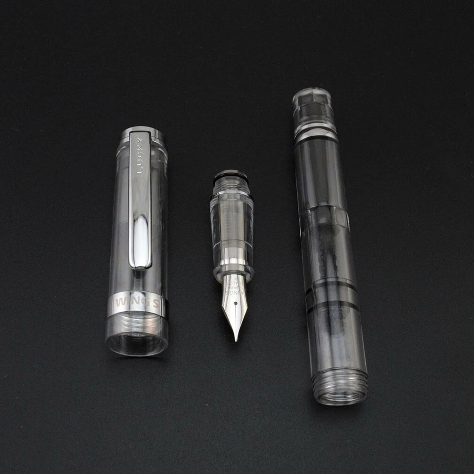 698 Plastic Piston Fountain Pen F/EF 0.5/0.38mm Extra Fine Nib Writing Wing Sung - Image 3 of 4
