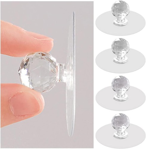 Clear Cabinet Drawer Knobs, Diamond Crystal Shaped Pulls Handles for Wardrobe... - Picture 10 of 10