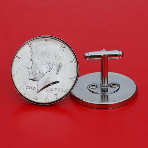 US Year 1964 - 1970 Kennedy Half Dollar Silver BU Uncirculated Coin Cufflinks - Picture 18 of 22