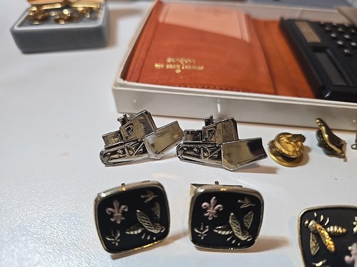 Lot Of Vintage Antique Tie Bars Clips & Cuff Links. Swank Tie Clip Bulova K1 - Picture 2 of 15