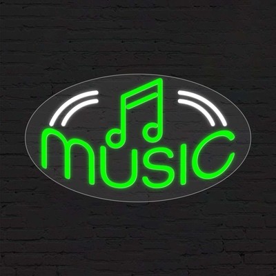 Music Sign for Business Displays | LED Flex Neon | 30''W x 17''H x 1''D