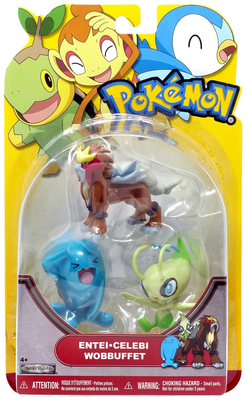 Pokemon HeartGold & Soulsilver Series 19 Entei, Celebi & Wobbuffet Figure 3-Pack