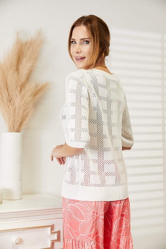 Double Take Ribbed Trim Round Neck Knit Top - Picture 20 of 36