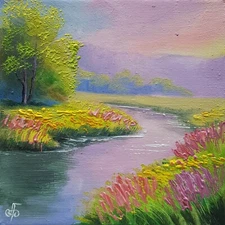 Original Oil Hand Painted Painting Summer Landscape Home Wall Art